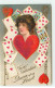 N°19467 - Carte Gaufrée - To My Valentine Queen Of My Heart - Portrait D'une Jeune Femme Entourée De Cartes à Jouer - Valentinstag