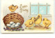 N°15095 - Carte Gaufrée - Easter Greeting - Poussins Et Panier Rempli D'oeufs - Pasen