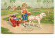 N°15098 - Vroolyk Paaschfeest - Garçon Tenant Un Mouton, Ce Dernier Tirant Une Petite Brouette Remplie D'oeufs - Ostern