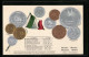 AK Münzen Und Nationalflagge Mexiko, Geld  - Münzen (Abb.)