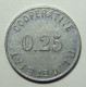 Bellegarde (01) - Ain - Coopérative PLM - 0,25 Franc - Monedas / De Necesidad