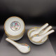 ROYAL SATSUMA 1973 Porcelaine "grains De Riz" Lot De 4x Bols + Cuillères  Pivoine Papillon + Dorures  #240057 - Arte Asiático