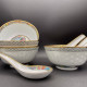 Delcampe - ROYAL SATSUMA 1973 Porcelaine "grains De Riz" Lot De 4x Bols + Cuillères  Pivoine Papillon + Dorures  #240057 - Asiatische Kunst