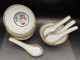 Delcampe - ROYAL SATSUMA 1973 Porcelaine "grains De Riz" Lot De 4x Bols + Cuillères  Pivoine Papillon + Dorures  #240057 - Asian Art