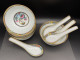 Delcampe - ROYAL SATSUMA 1973 Porcelaine "grains De Riz" Lot De 4x Bols + Cuillères  Pivoine Papillon + Dorures  #240057 - Arte Asiatica