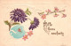 Coccinelle - Cpa Illustrateur Gaufrée Embossed - Mille Bons Souhaits - Fleurs Flowers - Other & Unclassified