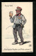 Künstler-AK Ein Page Betrinkt Sich Mit Bier, Auch Schon Hopfen Und Malz Verloren, 1918  - Autres & Non Classés