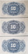SEQUENTIAL NUMBER SPAIN BANKNOTE LOT 10 PESETAS 1935 UNCIRCULATED UNC BILLETE ESPAÑA TRIO SC*COMPRAS MULTIPLES CONSULTAR - 10 Pesetas