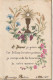 XXX  -  IMAGE PIEUSE SUR PAPIER PARCHEMIN ( 04/05/1899 )- VOLUTE DE FLEURS CHAMPETRES  - 2 SCANS - Devotieprenten