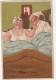 XXX - " RIEN A FAIRE " - COUPLE AU LIT  AVEC BONNETS DE NUIT - ILLUSTRATEUR - CARTE GAUFREE - 2 SCANS - Humour