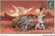AJRP5-0449 - ENFANTS - SOUHAITS SINCERES ANGE ANGELOT PANIER DE MYOSOTIS ET COLOMBES - Anges