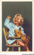 AJRP4-0351 - ENFANTS - FILLETTE AVEC SON CHIEN - Portretten