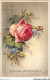 AJRP8-0793 - FLEURS - HEUREUX ANNIVERSAIRE - ROSE  - Blumen