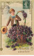 FANTAISIE ENFANT #26960 AMITIE SINCERE ENFANT CORBEILLE FLEURS VIOLETTES MYOSOTIS - Other & Unclassified