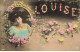 PRENOM LOUISE #32593 PORTRAIT D UNE JOLIE FEMME FLEURS ROSES - Prénoms