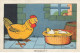 CHROMO #CL31120 POULE OEUFS POUSSINS DANS UN PANIER ILLUSTRATEUR BENJAMIN RABIER - Other & Unclassified