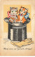 CHATS CHAT #FG35138 CAT KATZE DEUX CHATS SORTENT D UN CHAPEAU GEANT DE MAGICIEN PAR ILLUSTRATEUR FORNEIN - Gatos