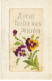 CARTE BRODEE #MK34006 A VOUS TOUTES MES PENSEES FLEURS VIOLETTES - Embroidered