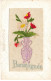 CARTE BRODEE #MK33994 BONNE ANNEE JOLIE VASE DE FLEURS - Embroidered