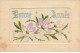 CARTE BRODEE #MK33993 BONNE ANNEE JOLIE FLEURS VIOLETTE JAUNE ET BLANCHE - Embroidered