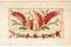 CARTE BRODEE #MK33988 FLEURS ROUGE ET ROSE - Embroidered