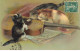 CHATS CHAT #FG35105 CAT KATZE TROIS CHATS SUR UNE GUITARE GAUFREE - Gatos