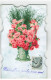 FLEURS #MK34054 PETITES FLEURS PARLEZ POUR MOI  VASE REMPLIT DE JOLIE ROSES CP AJOUTIS - Otros & Sin Clasificación