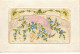 CARTE BRODEE #MK34015 FLEURS BLEU ET PARAPLUIE - Brodées