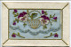 Jolie CPA Brodée En Bon état * Formant Pochette Panier Fleuri Fleurs Pensées Violettes Sur Fond Bleu - Embroidered