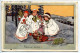 CPA Voyagé 1911 B.K.W.I. Vienne Viennoise Printed In Austria Bonne Année 3 Trois Petites Filles Gui Houx Jouets Neige - Vienne