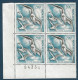 Monaco 1957 Les Oiseaux N°66,67 & 68a ** Bloc De 4, N°68 Variété E Final Tronqué TTB - Luchtpost