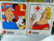 TINTIN+HERGE+CROIX ROUGE: LOT DE 2 AUTOCAOLLANTS  DE 1984 STUDIO HERGE TINTIN +LA CASTAFIORE - Zelfklevers