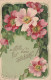 ZY 66- " MILLE BONS SOUHAITS " - CARTE FANTAISIE GAUFREE - DECOR FLORAL - 2 SCANS - Año Nuevo