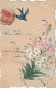 ZY 67- CARTE FANTAISIE PEINTE - BOUQUET CHAMPETRE ET HIRONDELLE - 2 SCANS - Other & Unclassified