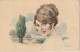 ZY 68- PORTRAIT D' UNE JEUNE FEMME , DECOR CHAMPETRE - ILLUSTRATEUR NINO - 2 SCANS - Sonstige & Ohne Zuordnung