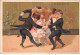 Chromos -COR11140 - Au Bon Marché - La Ronde - Danse- Hommes - Femmes - Fond Or   - 8x12cm Env. - Au Bon Marché