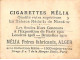 Chromos - COR10018 - Cigarettes Melia- Tabac - Alger - Madia - 6x5 Cm Environ - Melia