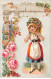 Chromos -COR11982 - Aux Quatre Nations - Fille - Fleurs - 6x10cm Env. - Sonstige & Ohne Zuordnung