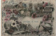 ZY 111-(75) SOUVENIR DE PARIS - CARTE FANTAISIE  COLORISEE MULTIVUES - DECOR FLORAL - 2 SCANS - Mehransichten, Panoramakarten