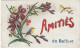 ZY 129-(90) " AMITIES DE BELFORT " - CARTE FANTAISIE AVEC FLEURS , OISEAU ET LIBELLULES - 2 SCANS - Otros & Sin Clasificación