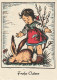 ZY 136- " FROHE OSTERN " - JOYEUSES PAQUES - FILLETTE AVEC LAPIN - ILLUSTRATEUR ARNULF - Autres & Non Classés