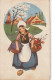 ZY 138- JEUNE NEERLANDAISE EN TENUE TRADITIONNELLE AVEC PANIER DE TULIPES - VILLAGE ET MOULIN A VENT - ILLUSTRATEUR - Contemporain (à Partir De 1950)