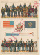 Planche 1908 Armée US Etats-Unis Costumes Militaires Soldats Cavalerie Artillerie Infanterie Indien Drapeau - Autres & Non Classés