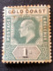 GOLD COAST SG 44  1s Green And Black  MH* Gum Toning - Gold Coast (...-1957)