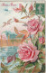 AA+ 68- " BONNE ANNEE " - LAC AVEC CYGNES ET FLEURS : ROSES - CARTE GAUFREE - Other & Unclassified