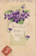 AA+ 68- BOUQUET DE VIOLETTES - CARTE GAUFREE - DECOR STYLE ART NOUVEAU - Blumen