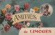 AA+ 115-(87) AMITIES DE LIMOGES - CARTE FANTAISIE - FLEURS ET PORTRAIT MEDAILLON - Limoges