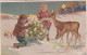 AA+ 129- " JOYEUX NOEL " - COUPLE D'ENFANTS AVEC BICHE , FAON ET SAPIN DECORE - CARTE GAUFREE - Otros & Sin Clasificación