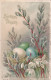 AA+ 129- " JOYEUSES PAQUES " - OEUFS COLORES ET FLEURS NARCISSES - CARTE GAUFREE - Ostern