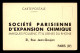 75 - PARIS 8EME - CARTE DE SERVICE - SOCIETE PARISIENNE D'EXPENSION CHIMIQUE, 21 RUE J. GOUJON - Paris (08)